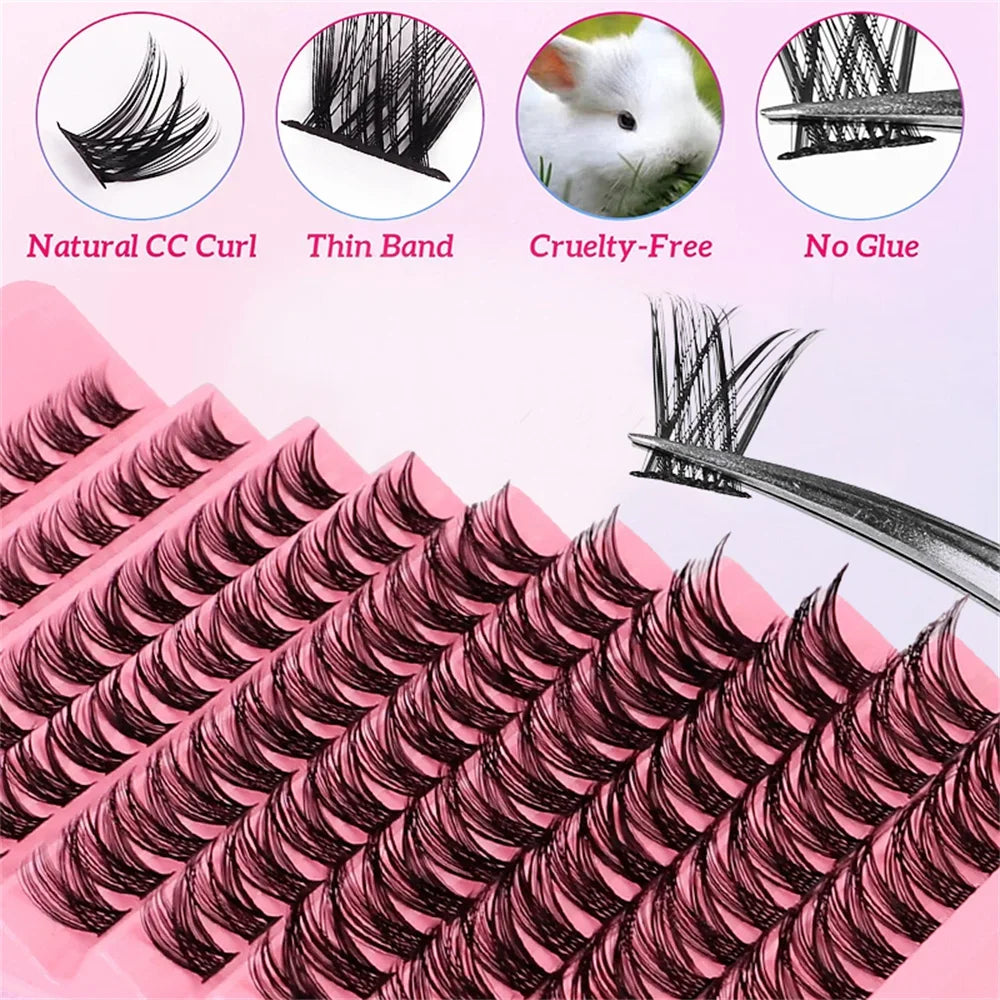 Eyelashes Extension Cluster Lashes Individual Full Volume Lashes Natural Look 8-16MM DIY detail view