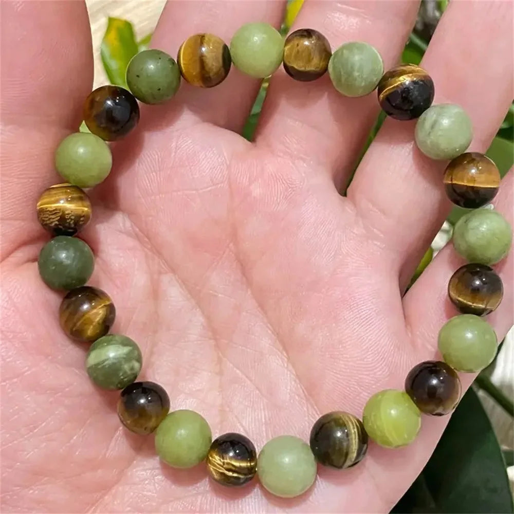Rich Money Bracelet Women Tiki Bohemian Natural Stone Tiger Eye Stone Bangles Trendy H close-up view