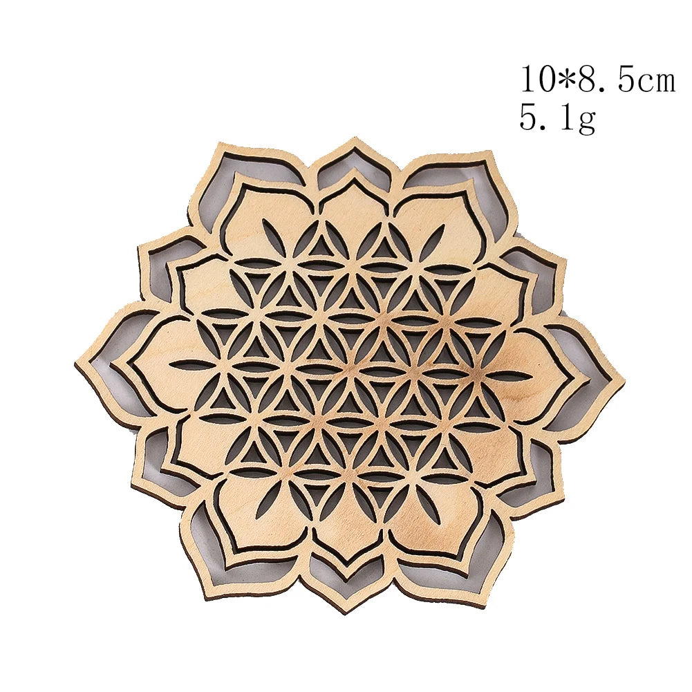 Wooden Sacred Geometry Wall Hanging | Rustic Yoga Meditation Decor lifestyle view