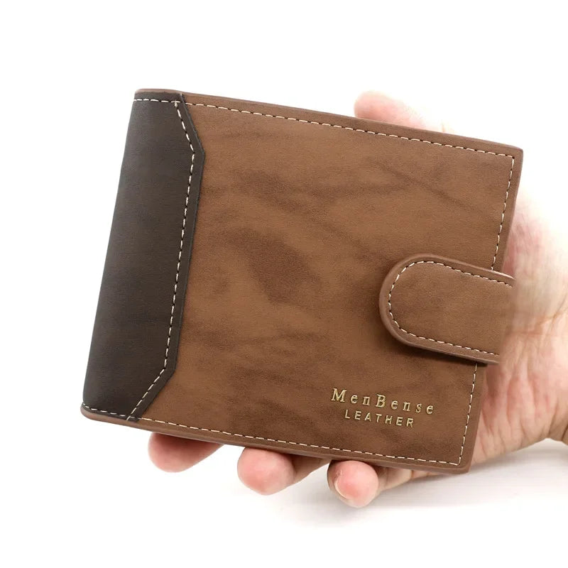 TRISJEM Slim Card Holder Wallet for Men | Short Frosted PU Leather 3-Fold lifestyle view