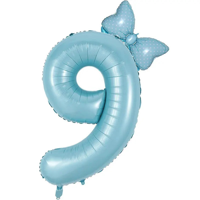 Number Foil Balloon Set with Bows | Birthday Party Decor additional angle