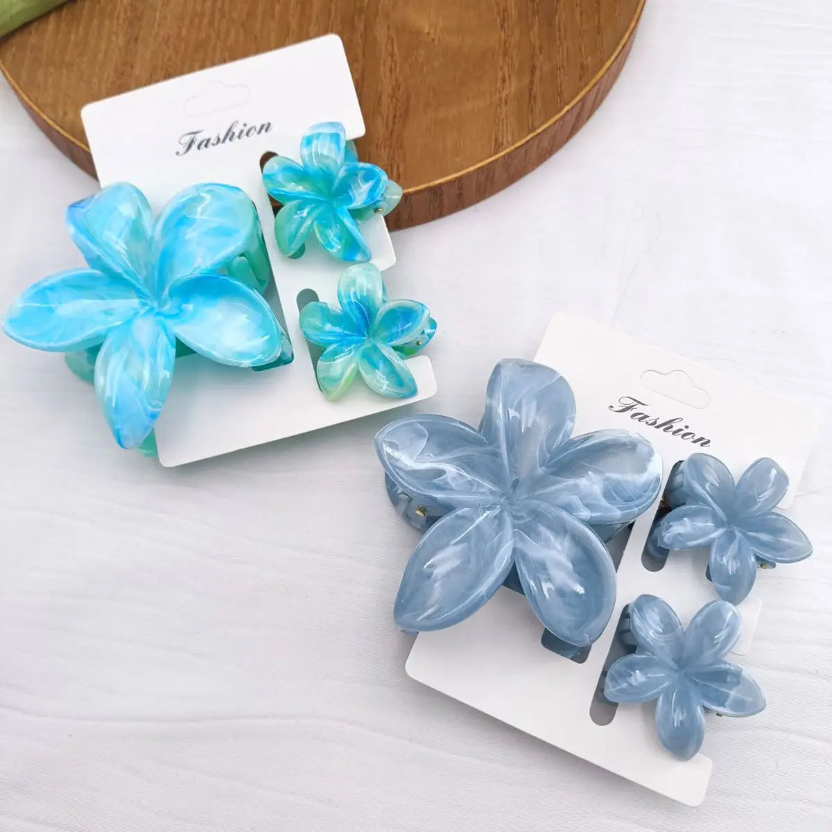 3/6/9/12PCS Hawaiian Gradient Flower Hair Claw Clip For Women Girl Fashion Plastic additional angle