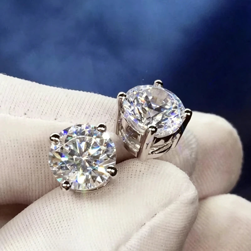 Huitan Round Cubic Zirconia Crystal Stud Earrings Women/Men Daily Wear Accessories Simple Versatile