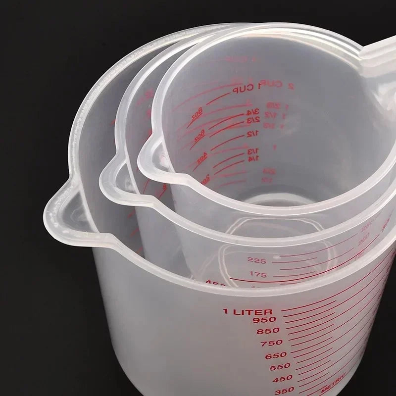 3pcs Plastic Liquid Measuring Cups Set | Baking Kitchen Tools with PVC Scale 250/500/100 detail view