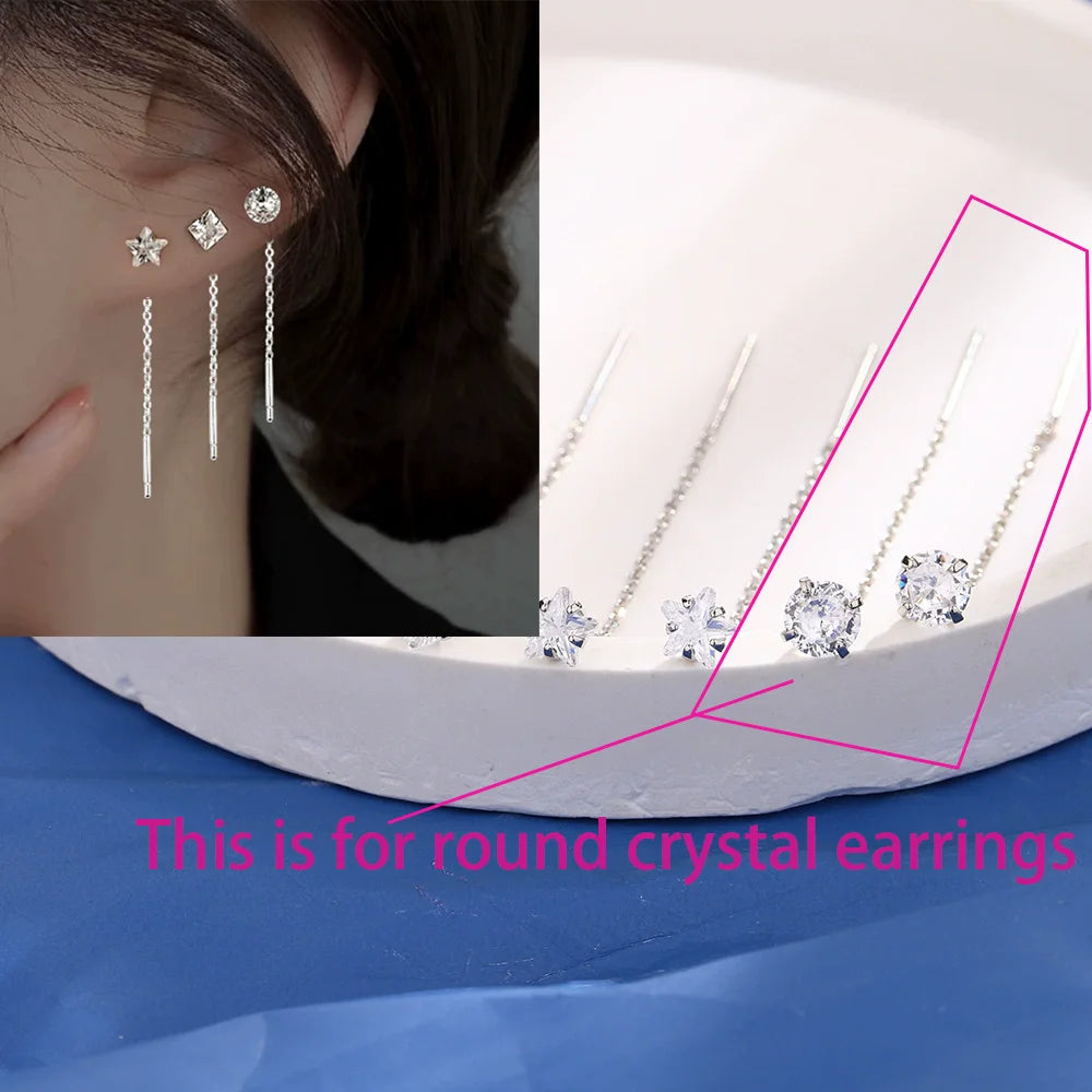 Ventfille 925 Sterling Silver Star Earring for Women Girl Simple Tassels Chain Fashion O detail view