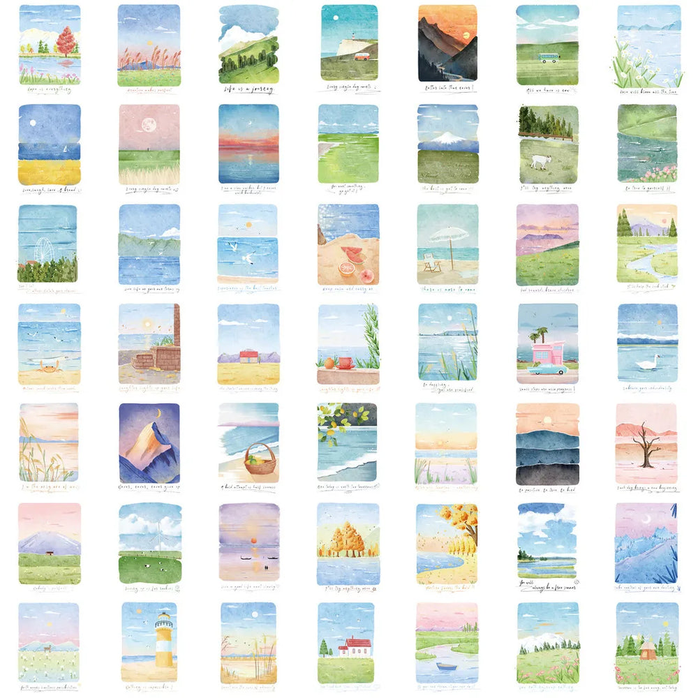 Transparent Mountain Sea Sticker Pack | 50 Clear PET Waterproof Decals for Scrapbooki alternate view