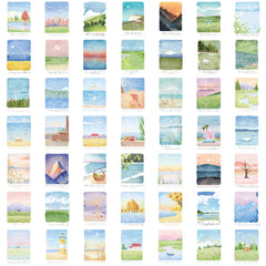 50PCS Transparent Mountain and Sea Painting Stickers | Waterproof Clear PET for Scrap alternate view