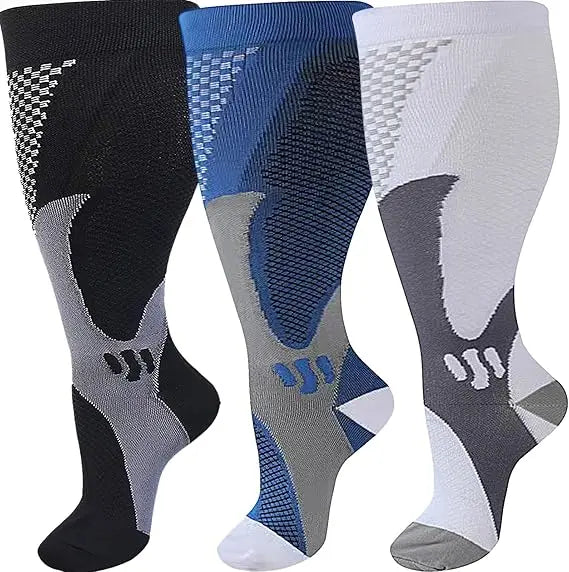 1/3Pairs 3XL-7XLPlus Size Wide Calf Compression Socks Women Men 15-20mmhg Large size Compression Sock for Nurse Pregnancy Travel