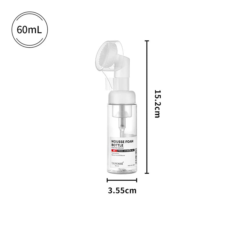 30ml 60ml 100ml 150ml Empty Foam Pump Bottle with Silicone Brush Head | Portable Face Cl detail view