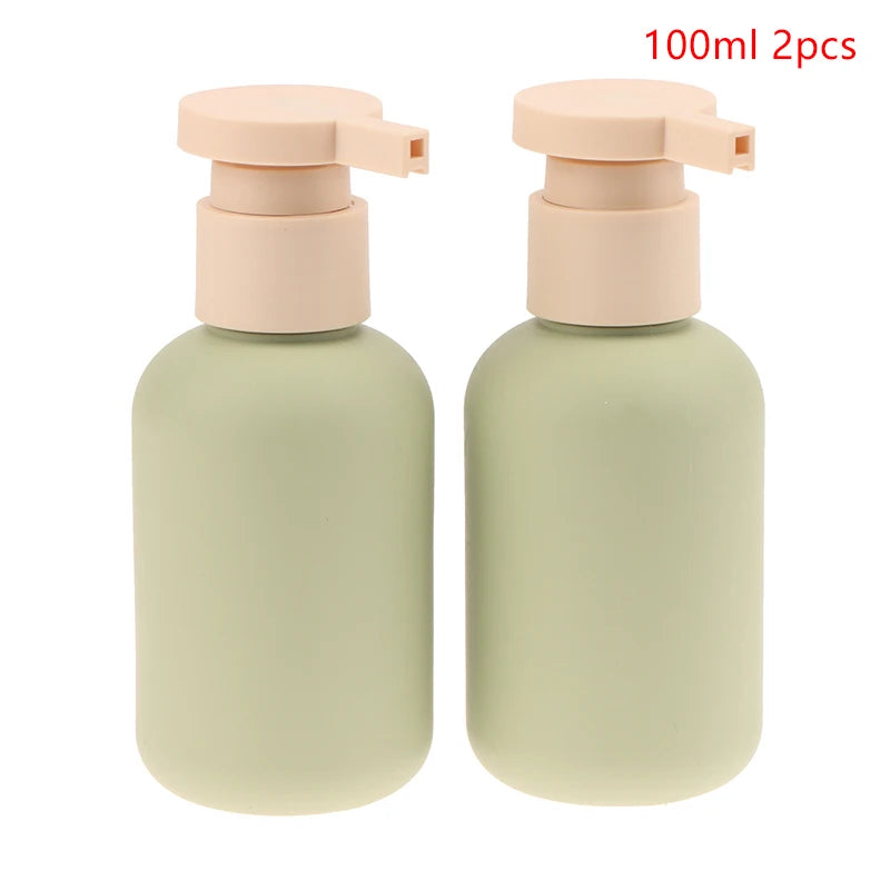 2Pcs 100/200ml Blue Green Pink Empty Plastic Pump Lotion Shampoo Bottle Flip Cap Bott alternate view