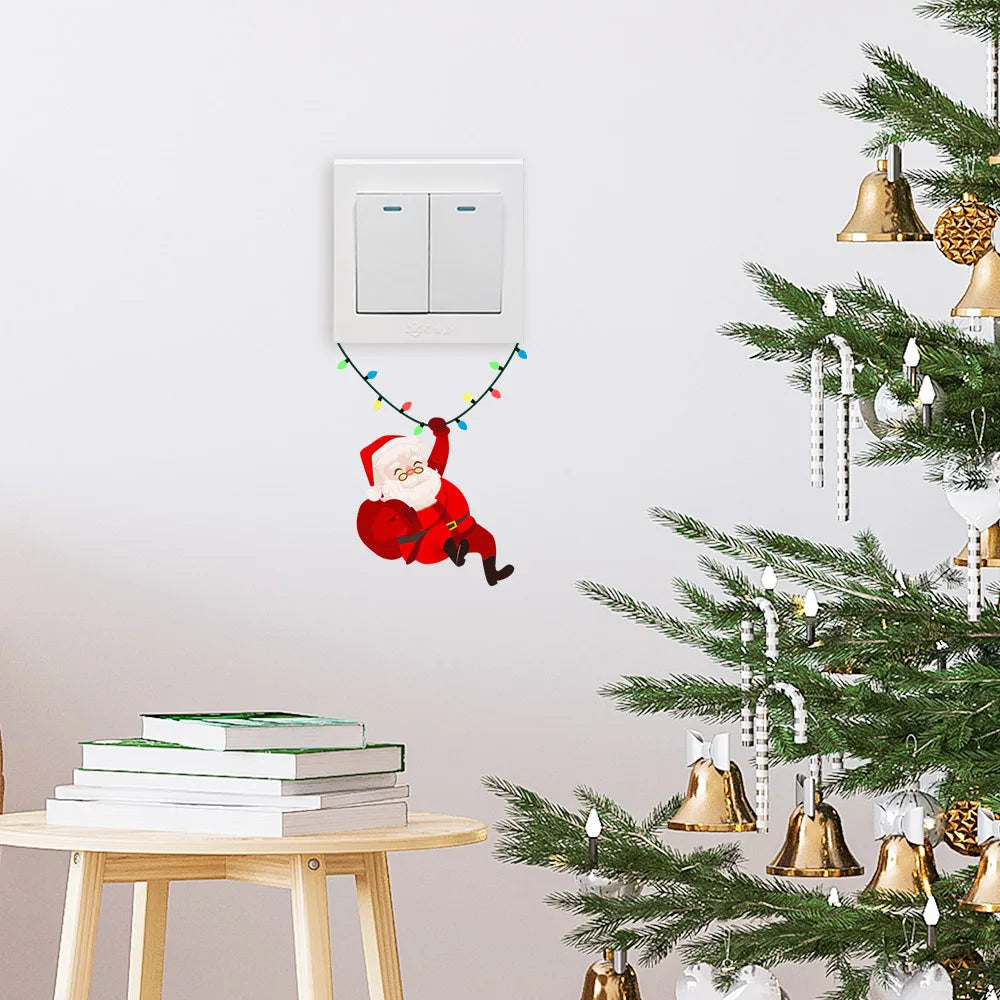 1-Pack Christmas Wall Switch Stickers | Santa Claus Cartoon Self-Adhesive Decals for lifestyle view