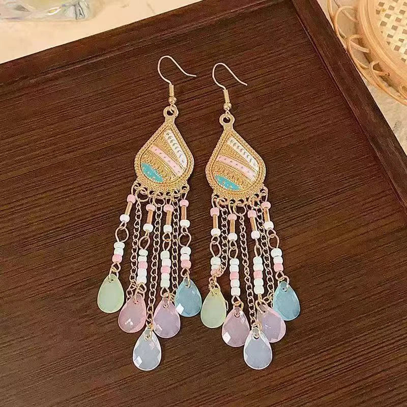 Cute Summer Flower Earrings Handmade Vacation Bohemian Earrings Exaggerated Beach W additional angle