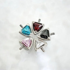 G23 Titanium 16G Cat Ear Labret Helix Tragus Cartilage Flat Back Earrings with CZ - I alternate view