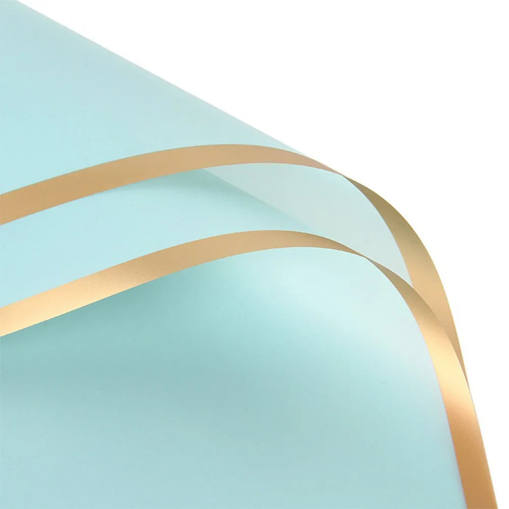 10 Sheet Half Transparent Flower Wrap Paper Golden Border Waterproof Bouquet Wrapping lifestyle view