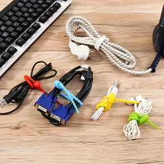 Silicone Reusable Cable Organizer Storage Bag Tie, Wire Management Zipper Tie, Multi-Functional Bag Clip, Organizer Clip Cable
