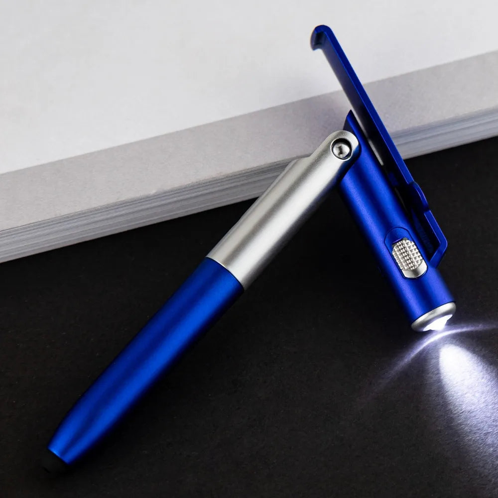 4 In 1 Multifunction Ballpoint Pen with LED Light Fold Phone Holder Night Read Writing P detail view