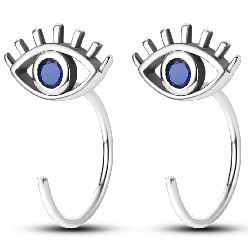 Hot Classic Original 925 Sterling Silver Earrings Colorful Circle Hoop Earrings For Wo close-up view