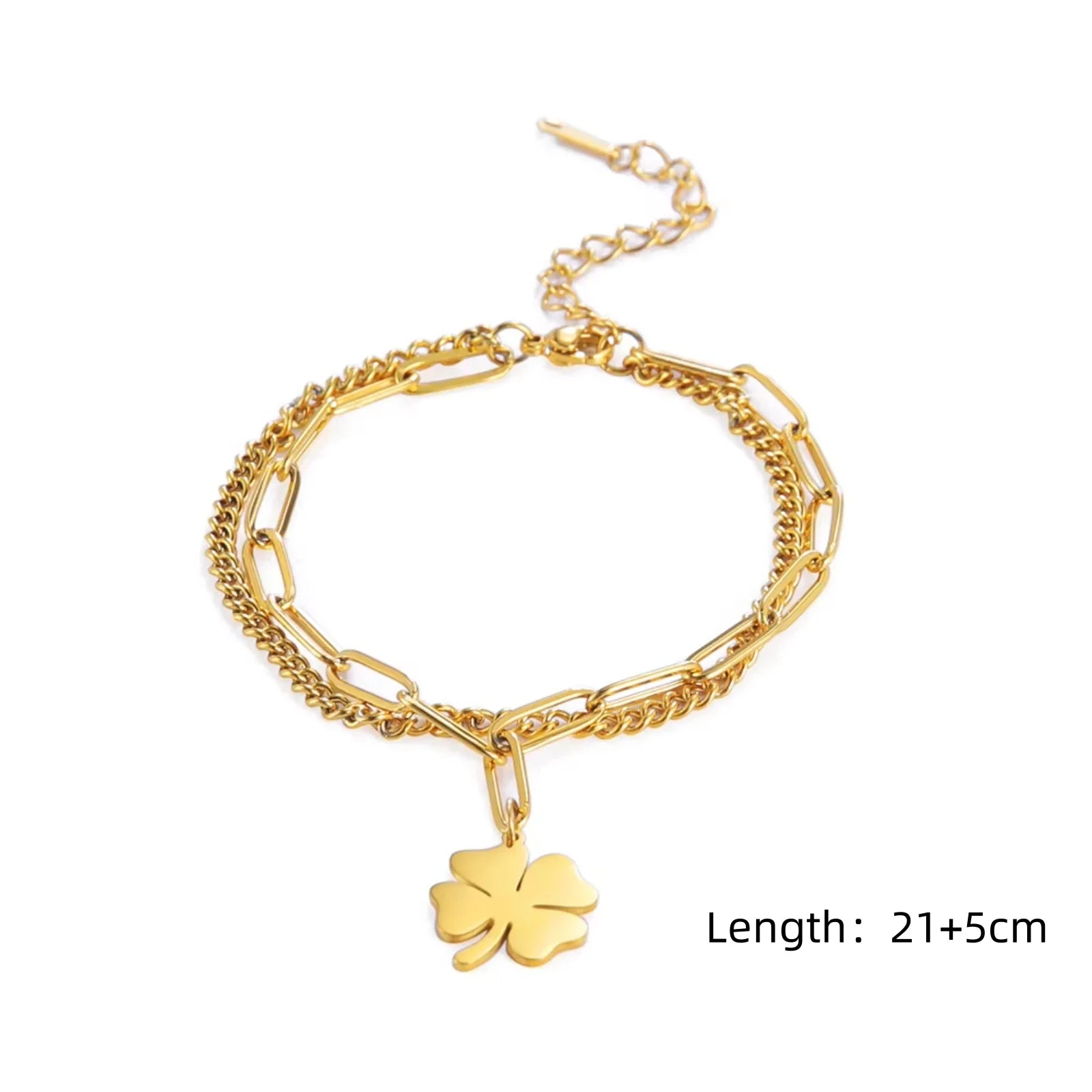 Skyrim Foot Chain of Women Men Silver Color Four-leaf Clover Stainless Steel Anklet S alternate view