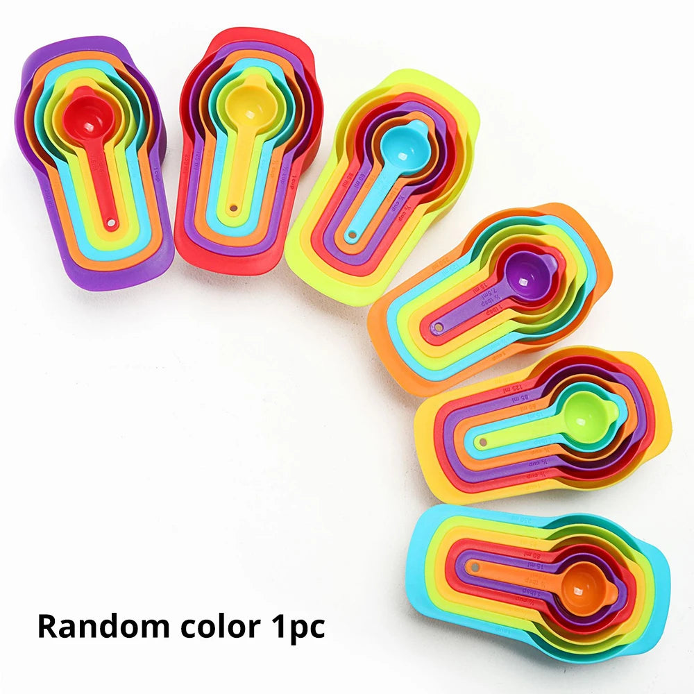 Rainbow Measuring Cup Set | Colored Plastic Flour Measuring Spoon Set for Baking alternate view