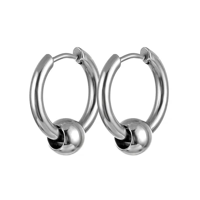 Cross Feather Stud Earrings Set | Unisex Stainless Steel Punk Jewelry close-up view