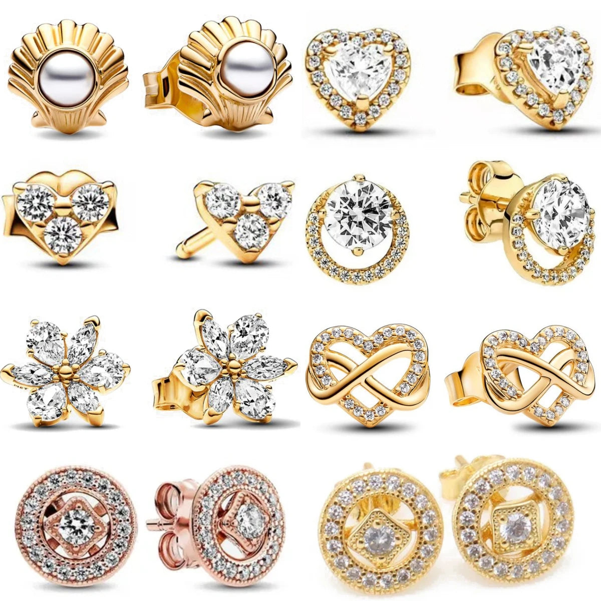 Hot Sell 925 Silver Hoop Unlimited Love Shell Flowers Gold Round Heart Pendant Earrings For Women DI