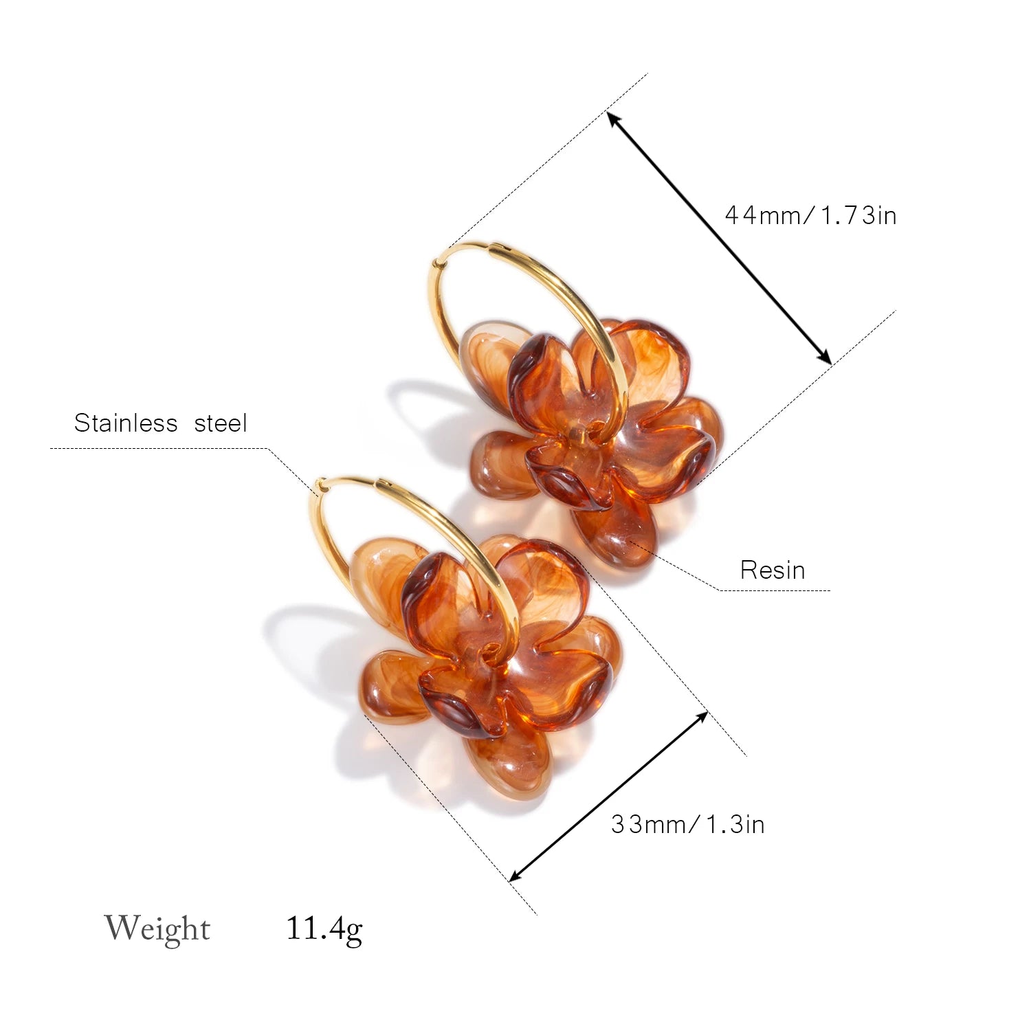 30mm Stainless Steel Double-layer Resin Flower Drop Earrings for Women Trending Jew additional angle