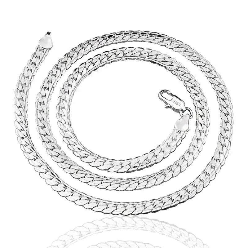 20-60cm Silver Color Luxury Brand Design Noble 6mm Necklace Chain For Woman Men Fas additional angle