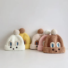 Little Bear Baby Knit Hat | Windproof Winter Cap with Ear Protection for Boys and Girl close-up view