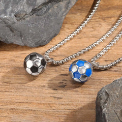 Vnox Lucky 3D Soccer Football Pendant Necklaces for Men Boys, Stainless Steel Collar, alternate view