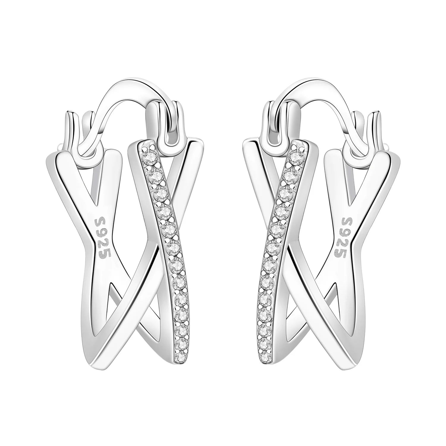 Orstarry S925 Sterling Silver Square Chain With Stone Inlaid Earrings Hoop Earrings F lifestyle view