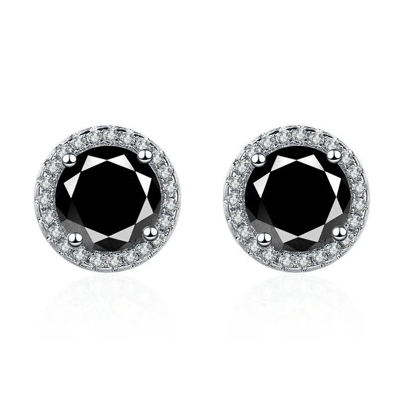 925 Sterling Silver Stud Earrings | Zircon and Colored Gemstone Elegant Jewelry additional angle