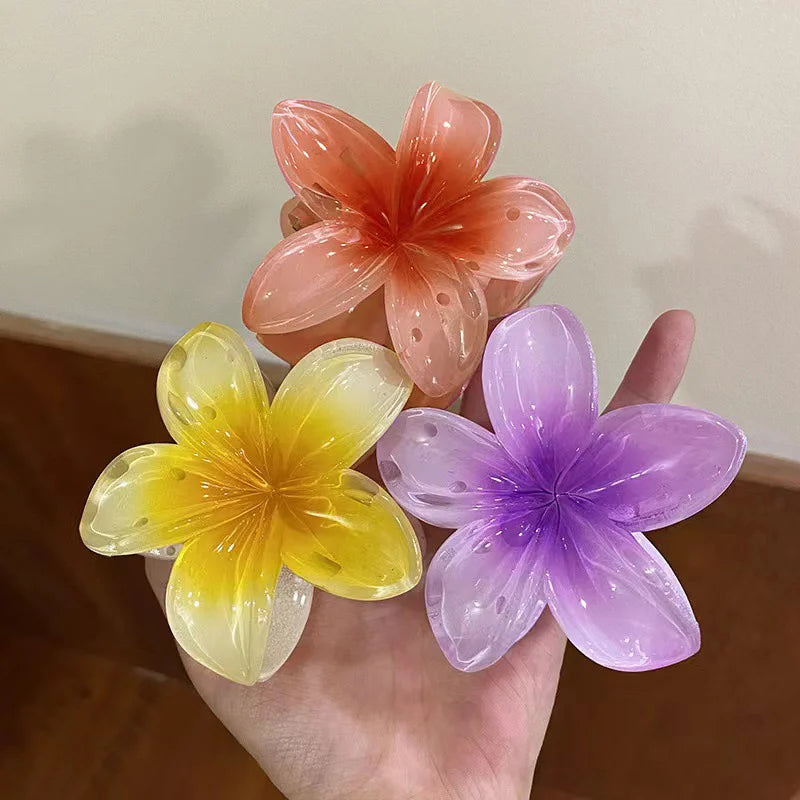 Bohemian Flower Hair Claw Clip For Women Sweet Floral Hair Claws Crab Clamp Barrettes close-up view