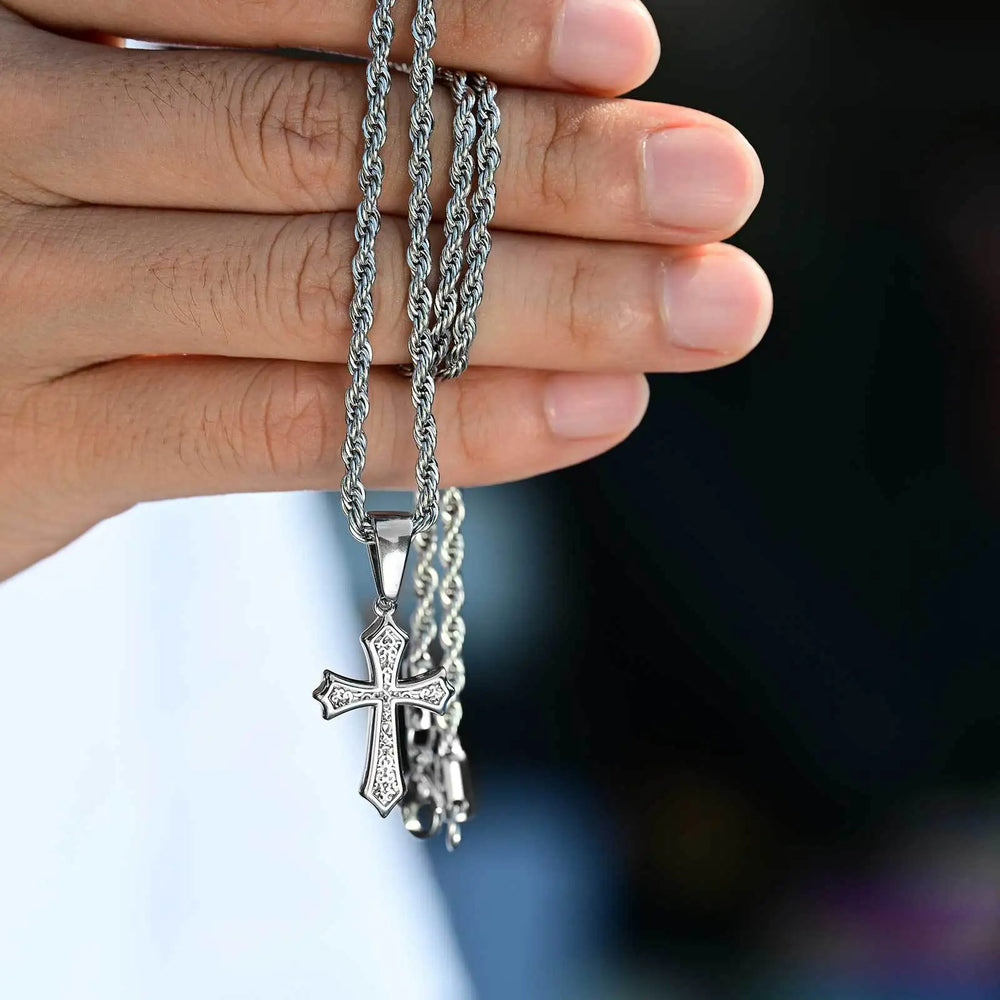 Hiphop Cross Necklace for Men Women | Stainless Steel Cross Charm Trendy Jewelry Gift lifestyle view