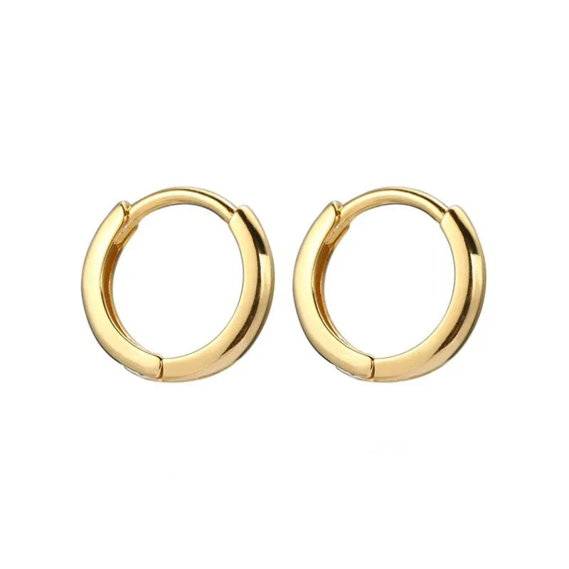 2pcs Fashion Hoop Earrings, Gold Color Tiny Cartilage Earrings Piercing Jewelry Trend alternate view