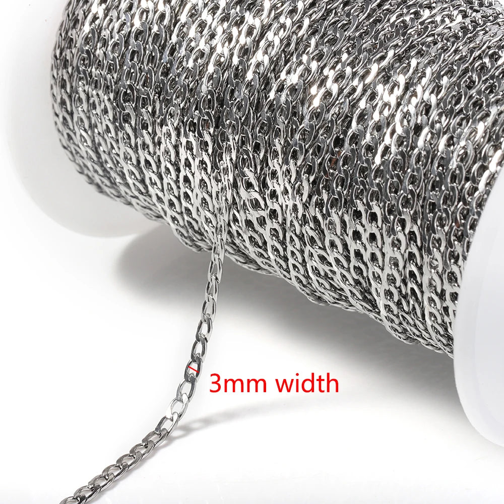 2Meters Stainless Steel Link Cable Gold Chains for DIY Jewelry Making Rolo Chain Beads C detail view