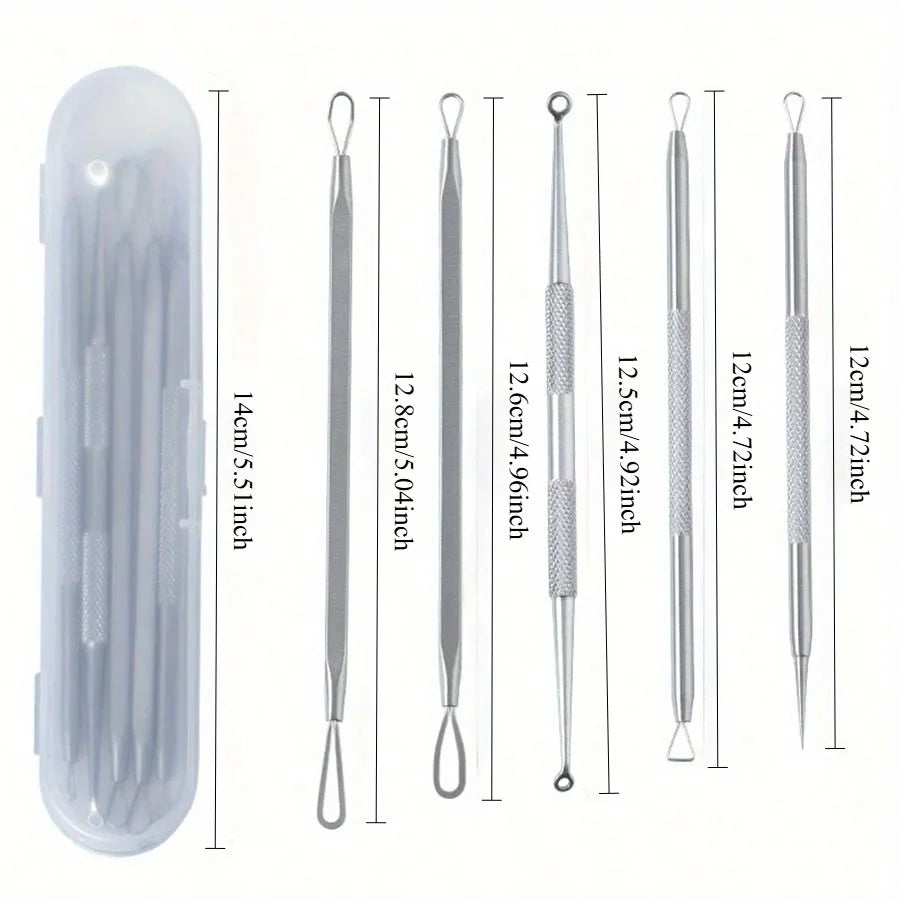Stainless Steel Blackhead Remover Tool Kit | Professional Facial Cleanser Set with Stora detail view