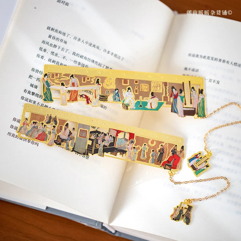 Chaoyu Ancient Style Famous Paintings Metal Bookmark Classical Chinese Style Book Page C detail view