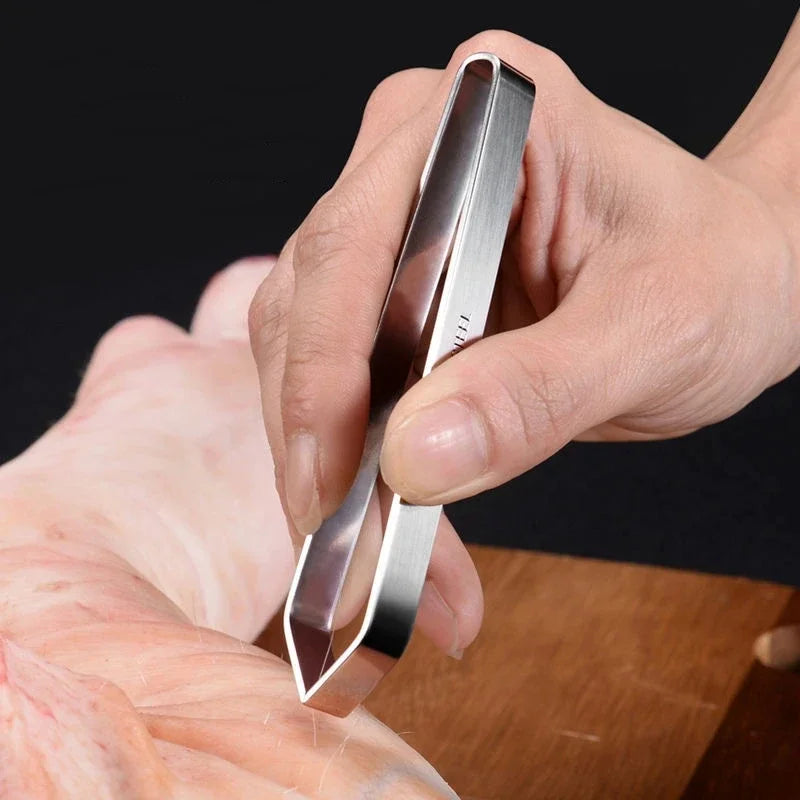 Stainless Steel Fish Bone Tweezers Pincer Clip Puller Remover Tongs Plucking Clamp additional angle