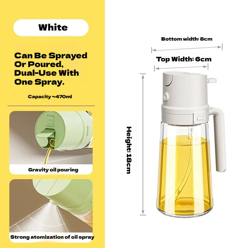 2 in 1 Oil Sprayer and Dispenser Bottle | Cooking Oil Spray Bottle for BBQ, Air Fryer, close-up view