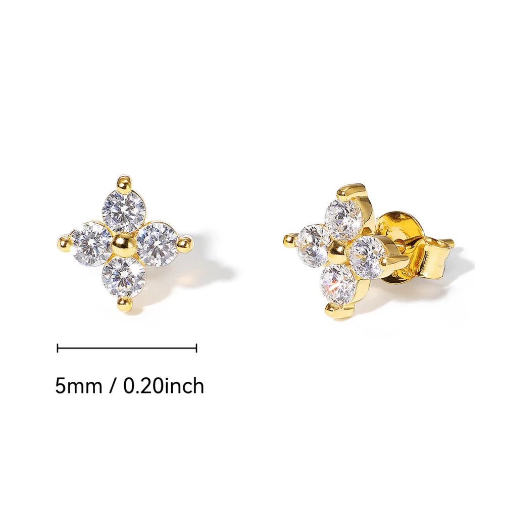 Dainty Flower Stainless Steel Stud Earrings for Women Piercing Cartilage Ear Ring C additional angle