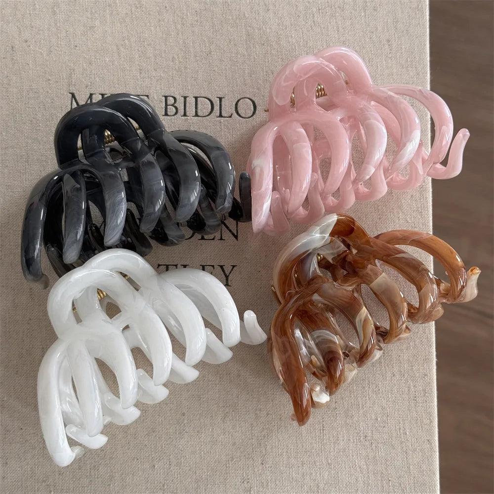 Korean Style Acrylic Pumpkin Hair Clip for Woman Elegant Temperament Shark Clip Fashion Girl's Ponytail Hair Clamp