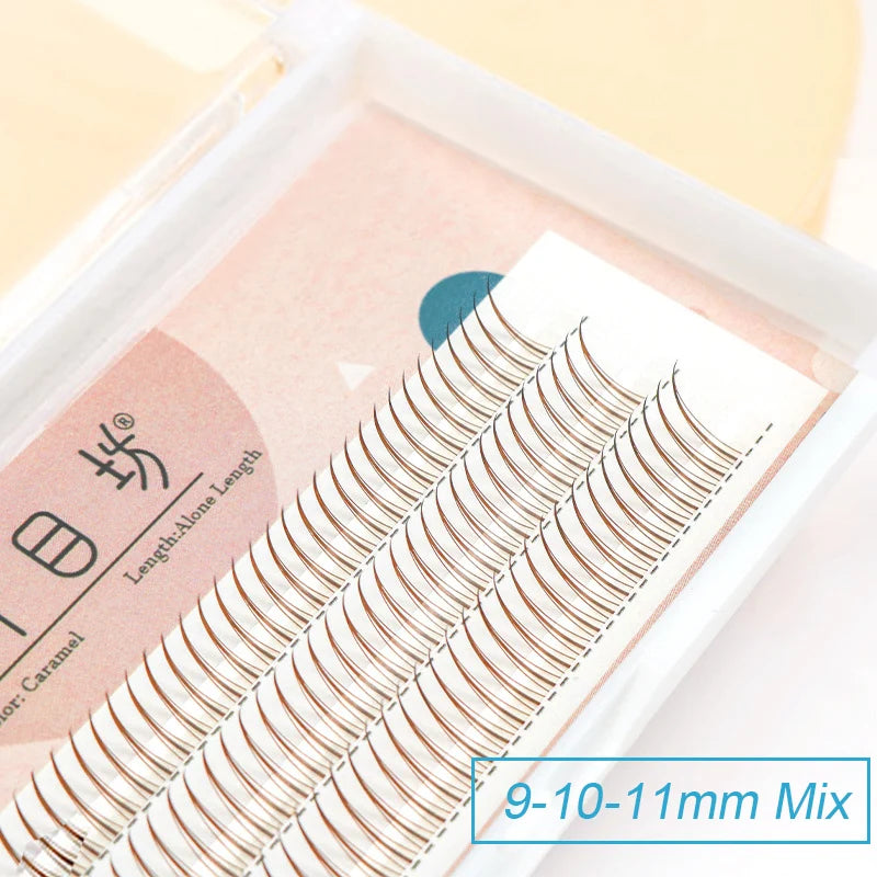 Brown Lashes A Type False Eyelashes 8-12mm | Natural Fairy Lash Clusters for Korean additional angle