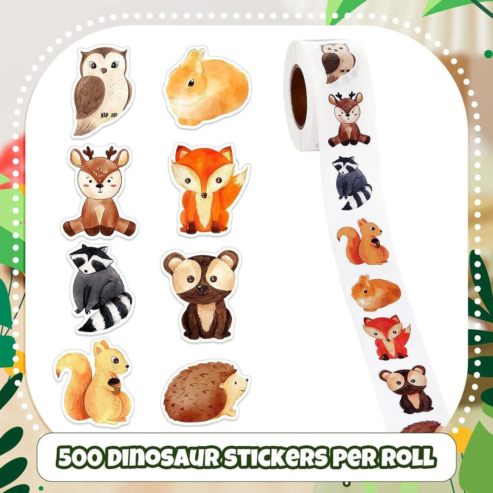 100-500 Animal Stickers Roll | Small Decorative Labels for Photocards and Gifts additional angle