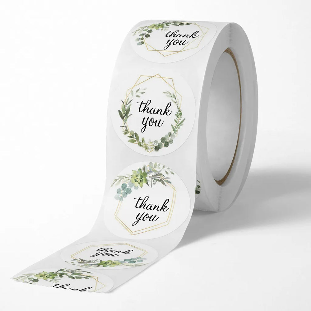500 Pieces Round Floral Thank You Stickers | Self-Adhesive Gratitude Labels lifestyle view