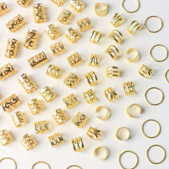 80PCS/Set Vintage Hollow Hair Rings Alloy Hair Cuff Hair Pins Loops Hair Accessories Loc Hair Jewelry for Braids