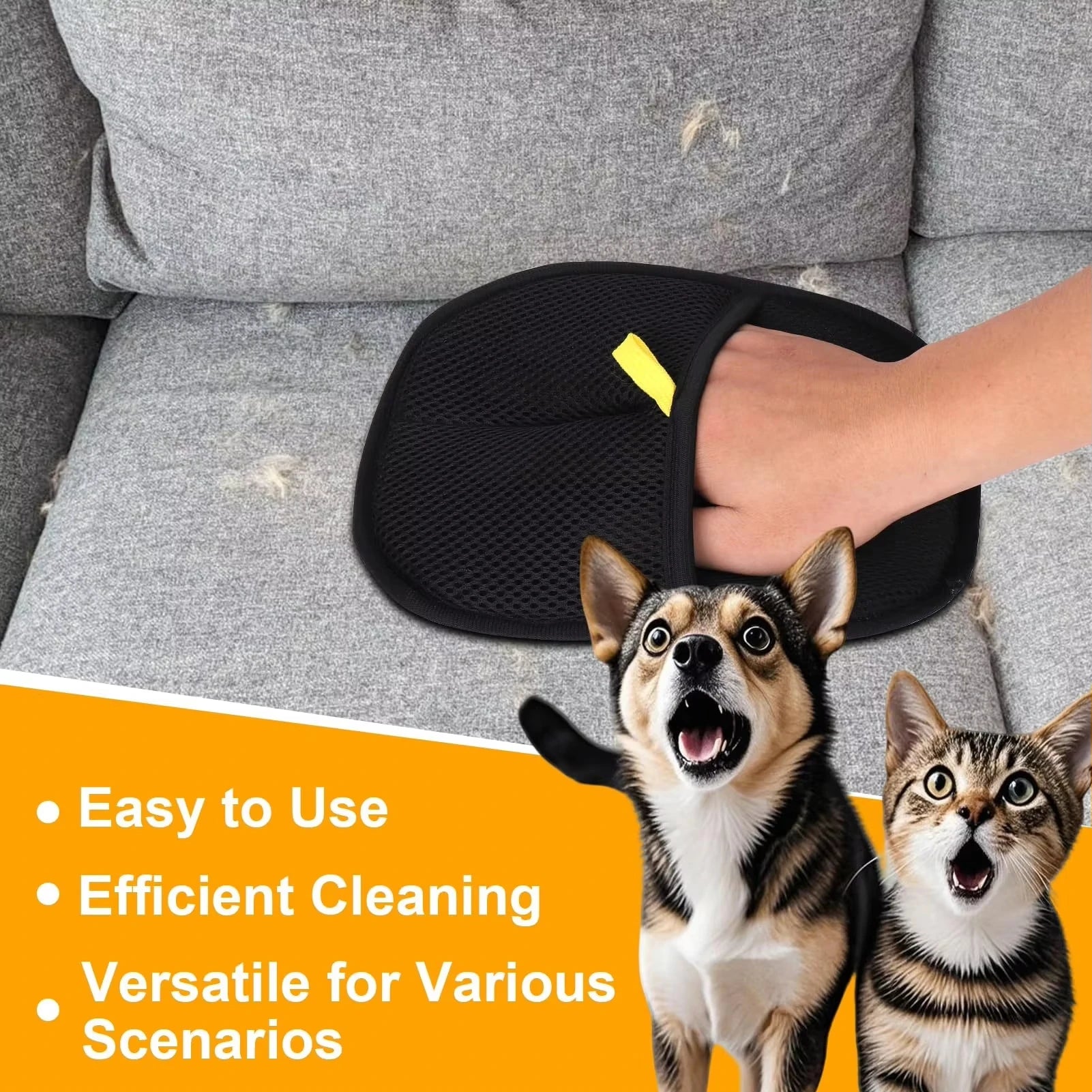 Pet Hair Removal Tool Reusable Static Removal Gloves, Double-Sided Grooming Gloves for Pets, Removes