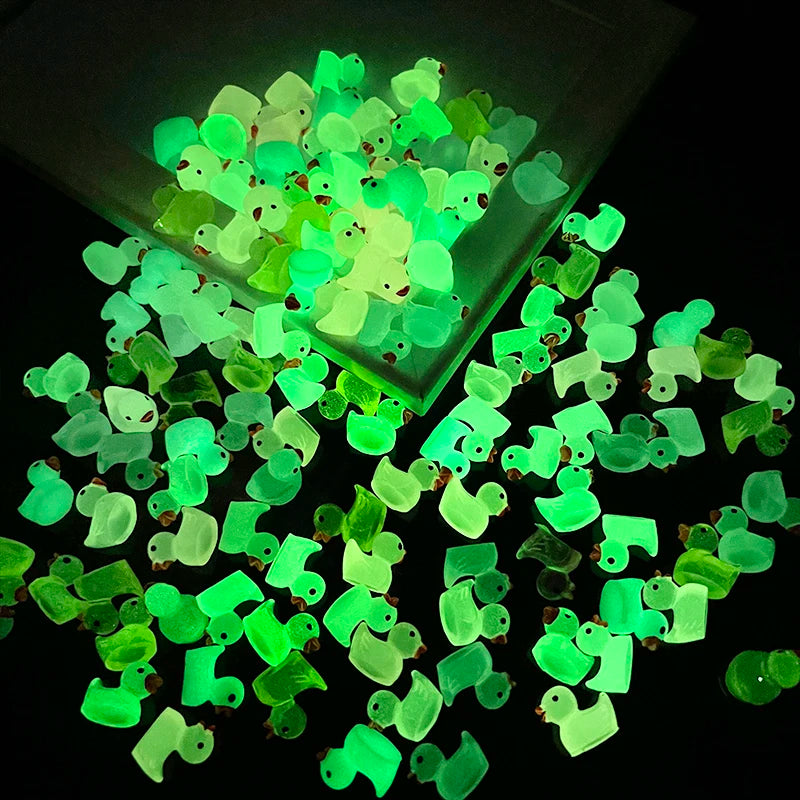 30Pcs Luminous Duck Toy Glow In The Dark Miniature Resin Duck Figurines DIY Micro Fai lifestyle view