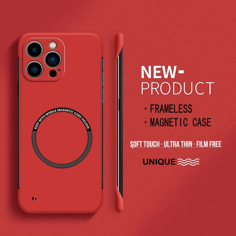 【Iron Plate Glue on Surfce 】Ultra Thin Hard Magnetic Frameless Phone Case For iPhone 1 close-up view