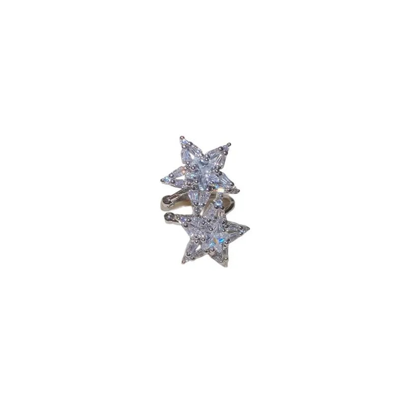 Shining Double Star Ear Clip for Women Fashion Double Layered Zircon Pentagram No Pie lifestyle view