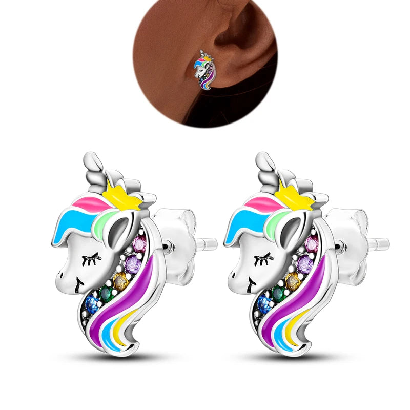Hot Sale 925 Sterling Silver Heart Earrings Fit Original Charms Hoop Earrings For Women detail view